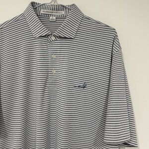 Holderness & Bourne Mens ‘The Maxwell’ Gray White Stripe Golf Polo Shirt Size XL